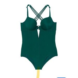 Adore Me Women's Zola One Piece Swimwear in June Bug Green Size 38 DDD